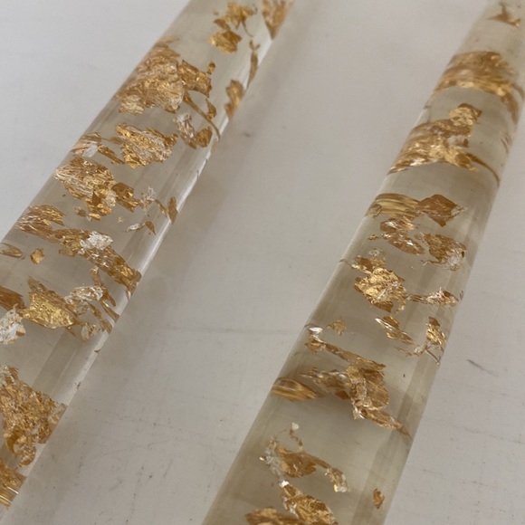 Vintage Accents Vtg Lucite Gold Foil Fleck Mid Century Taper